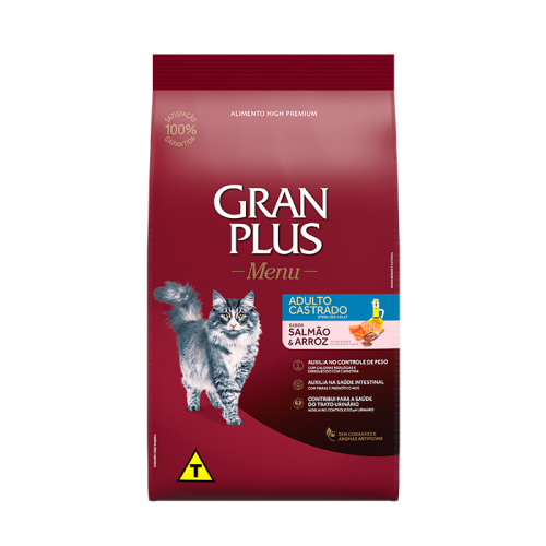 GranPlus Menu Gatos Castrados Adultos Salmão e Arroz 10kg