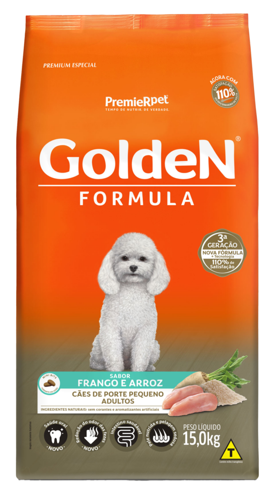 Golden Formula Adultos Pequeno Porte, Frango e Arroz 15Kg