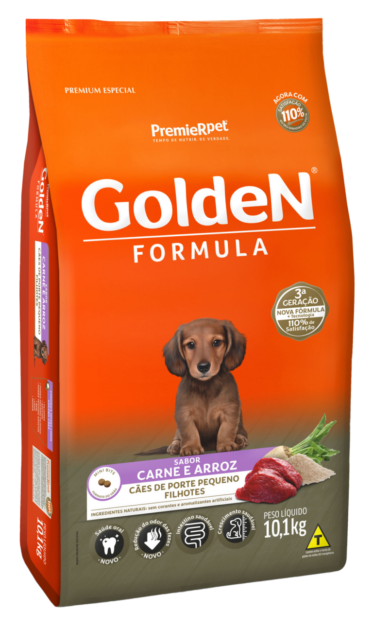 Golden Formula Filhotes Porte Pequeno, Carne & Arroz 10kg