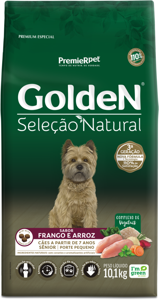 Golden Seleção Natural Cães Sênior Porte Pequeno Frango e Arroz 10kg