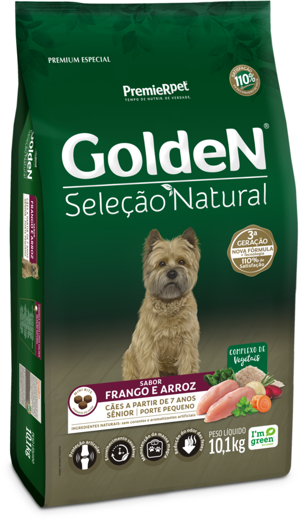 Golden Seleção Natural Cães Sênior Porte Pequeno Frango e Arroz 10kg