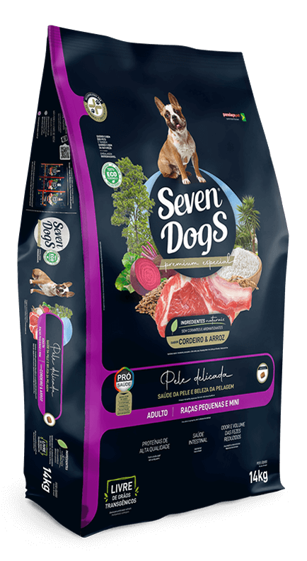 SEVEN DOGS ADULTOS RAÇAS PEQUENAS E MINI CORDEIRO E ARROZ 14KG
