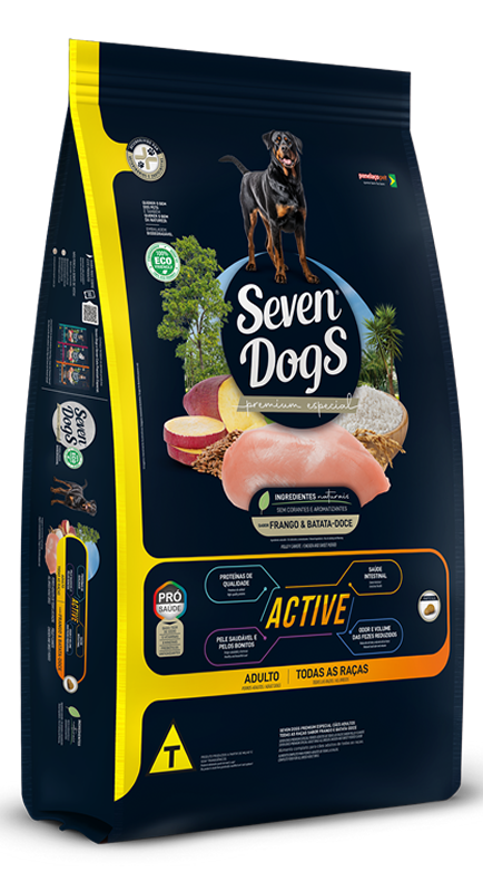 SEVEN DOGS ADULTOS ACTIVE, FRANGO E BATATA DOCE 14KG
