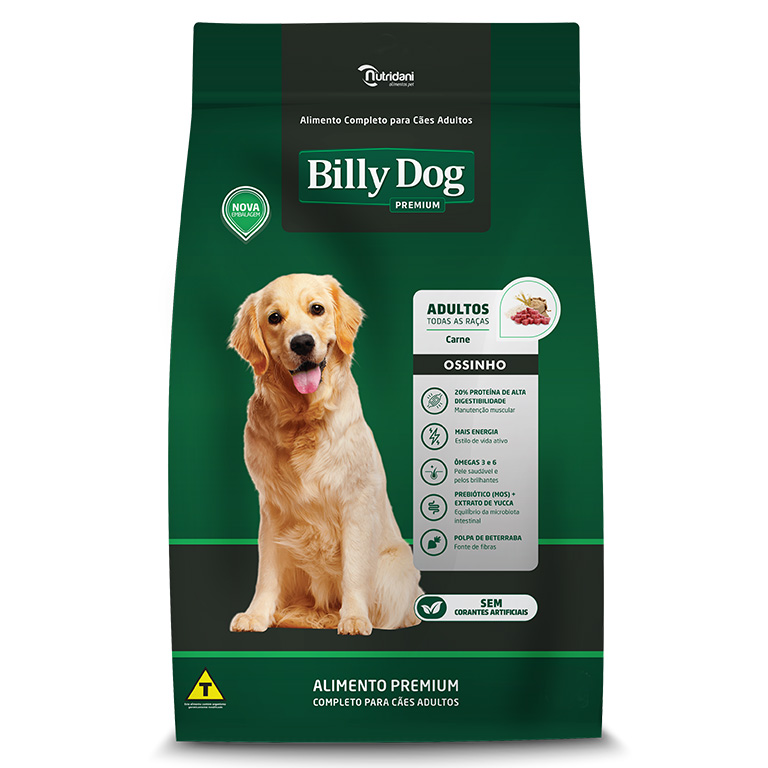 Billy Dog Ossinho Premium Cães Adultos de Todas as Raças Carne 25kg