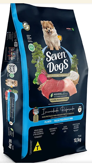 SEVEN DOGS FILHOTES PEQUENAS E MINI, CARNE E FRANGOS 10KG